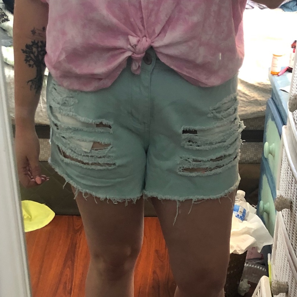 Light Blue ripped Forever 21 Jean Shorts